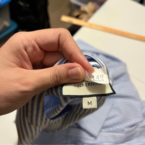 Tuckernuck Blue White Stripe Royal Shirt Dress Medium G2 - Picture 6 of 9